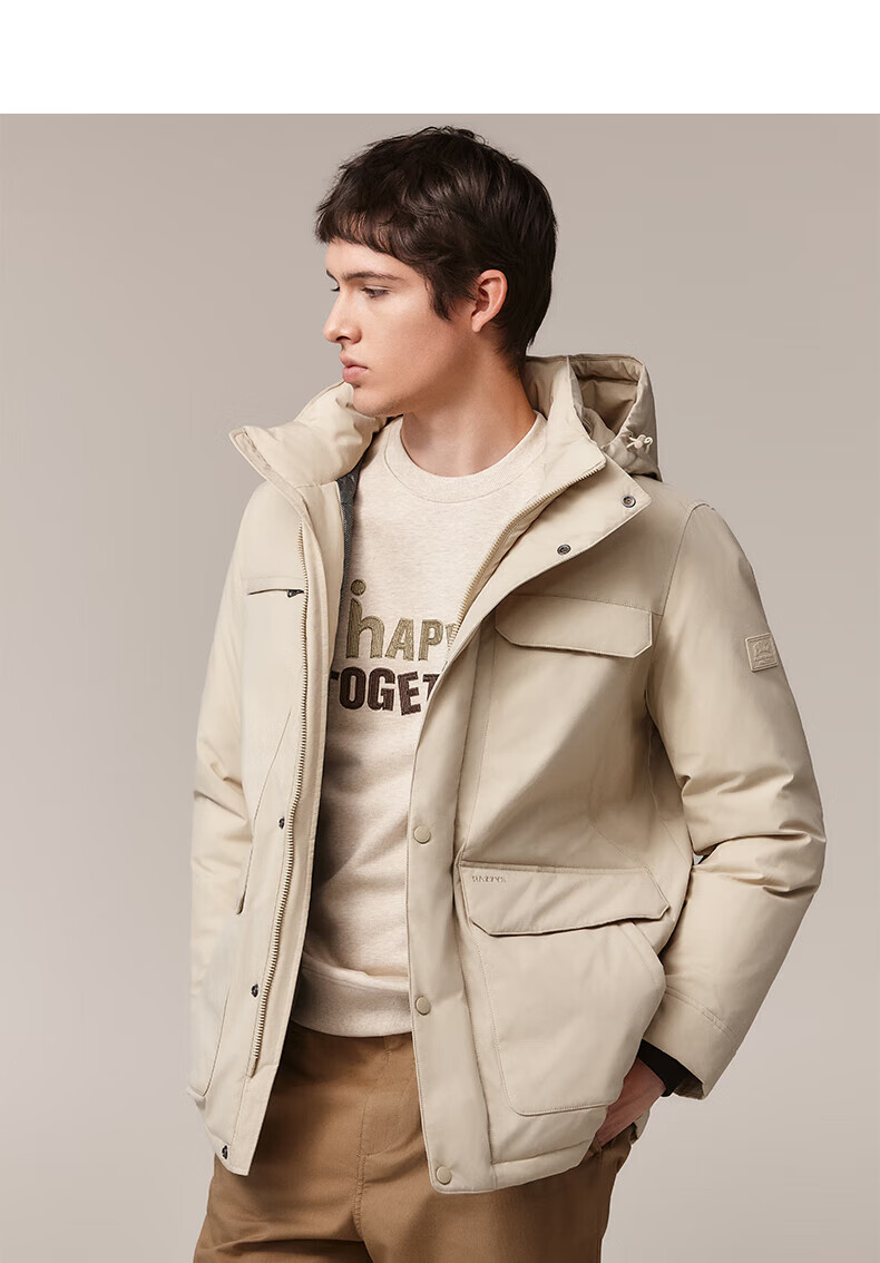 HAZZYS Men's Winter PHIZ Series Multi-Pocket [Three-Proof] Loose Down Jacket ASFZU0CDI02 13